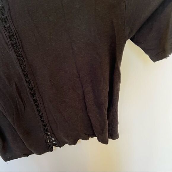 IRO 100% Linen Sturdy Tee Short Sleeve Oversized Cut Out Slouchy Top Black XS - Picture 9 of 13